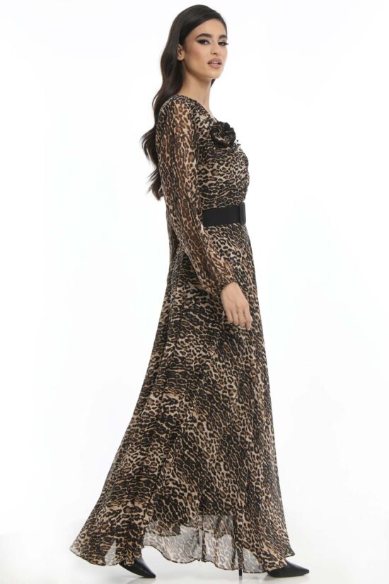 Φόρεμα maxi κρουαζέ animal print