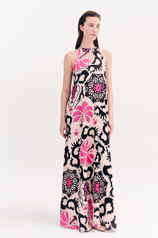 Forel φόρεμα floral με παρτούς ώμους