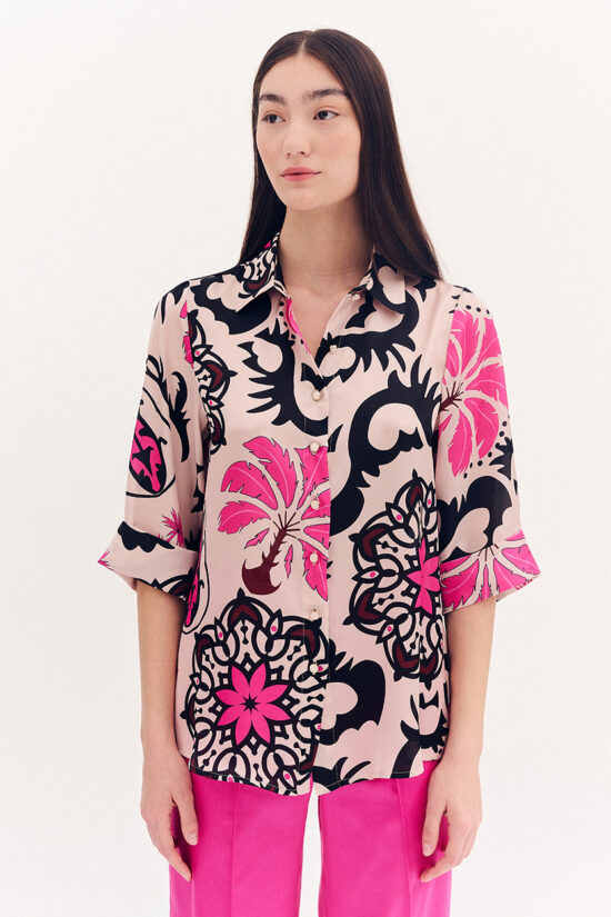 Forel πουκάμισο satin floral