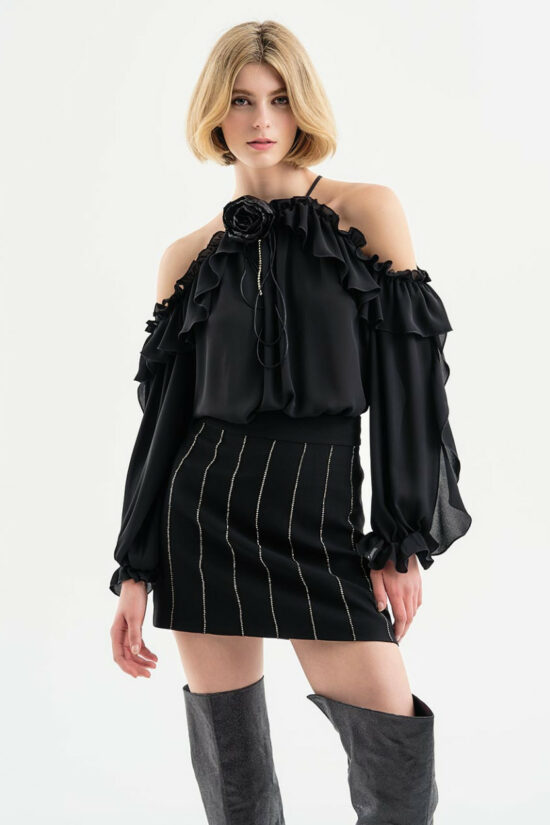 Access Fashion μπλούζα έξωμη με βολάν