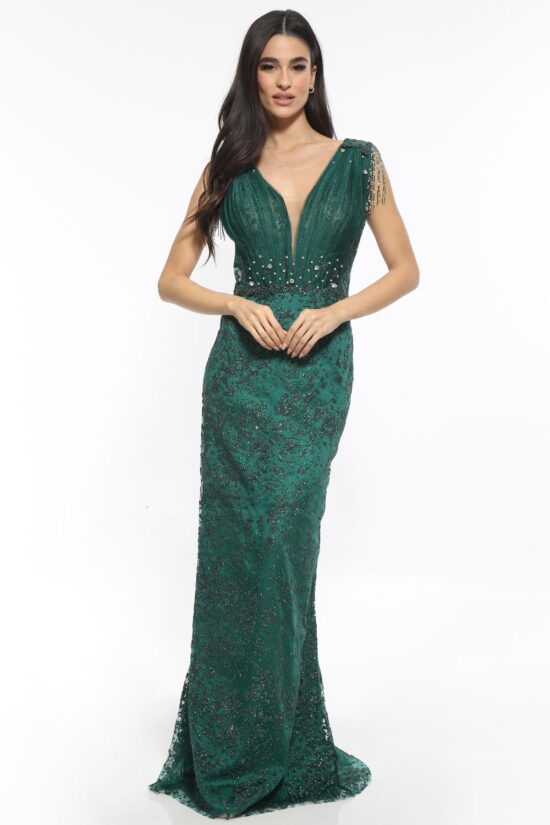 Φόρεμα maxi glitter αμπιγιέ