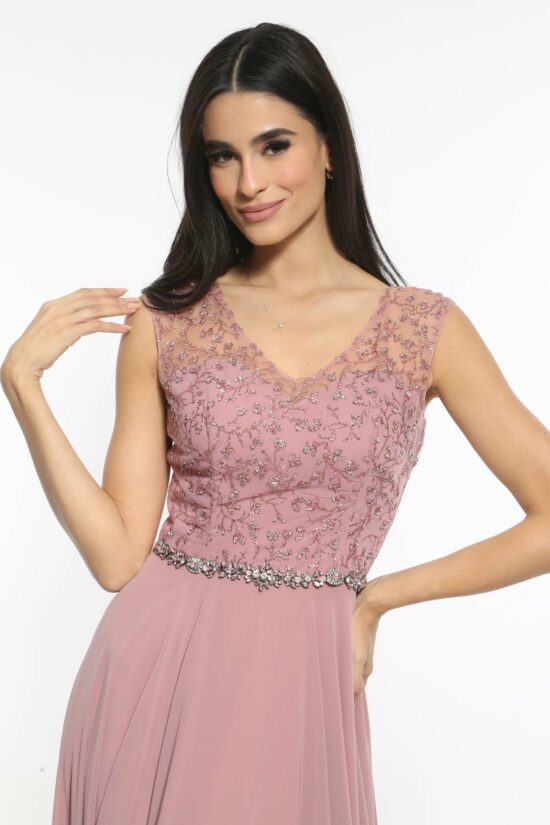 Φόρεμα maxi αμπιγιέ με glitter και στρας
