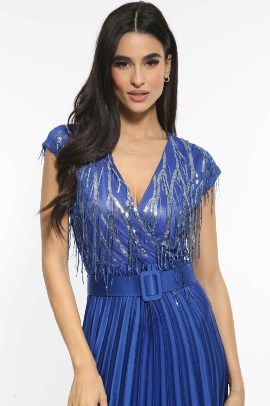 Open Fashion φόρεμα maxi αμπιγιέ παγιέτα κρόσια