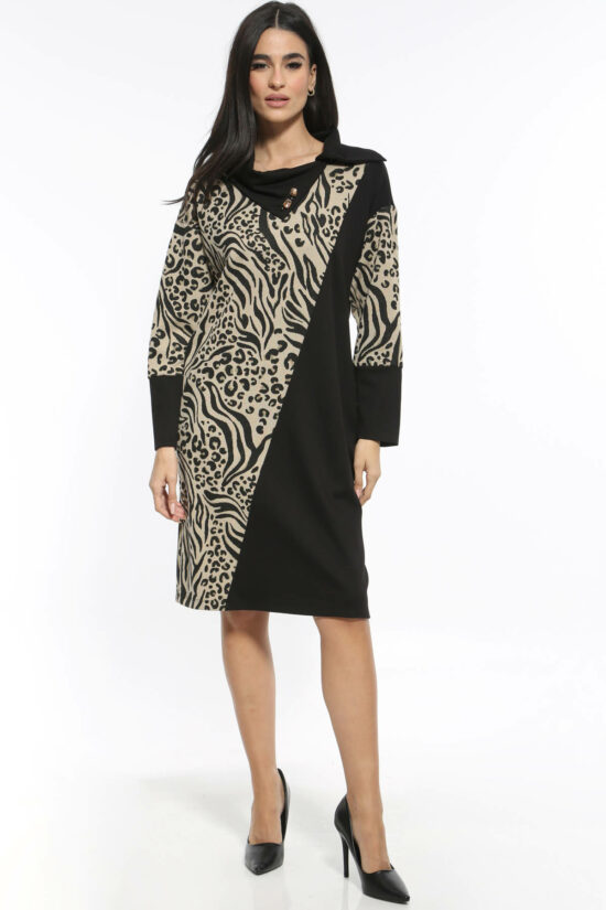 Φόρεμα midi half animal print