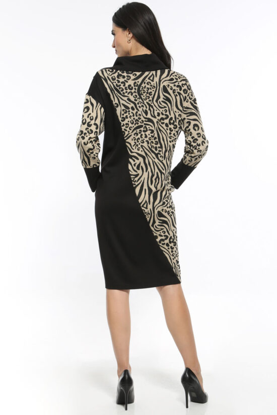 Φόρεμα midi half animal print