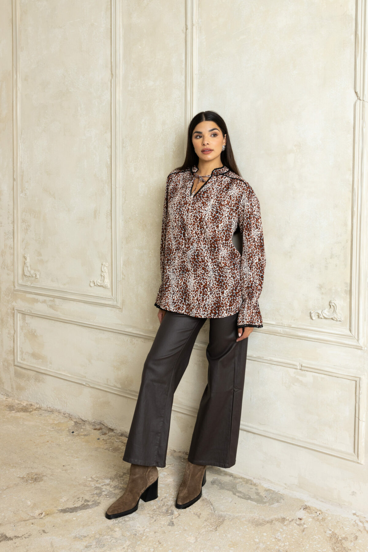Open Fashion παντελόνι ισόφαρδο δερματίνη