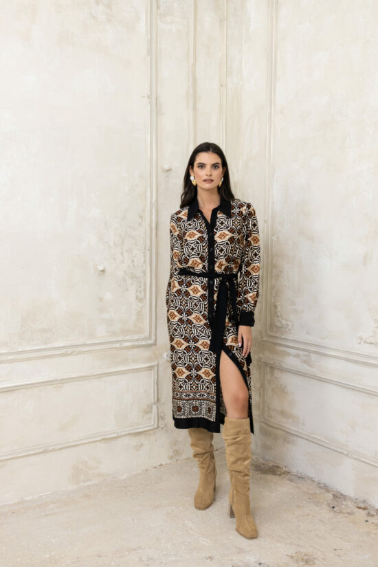 Open Fashion φόρεμα chemisier εμπριμέ