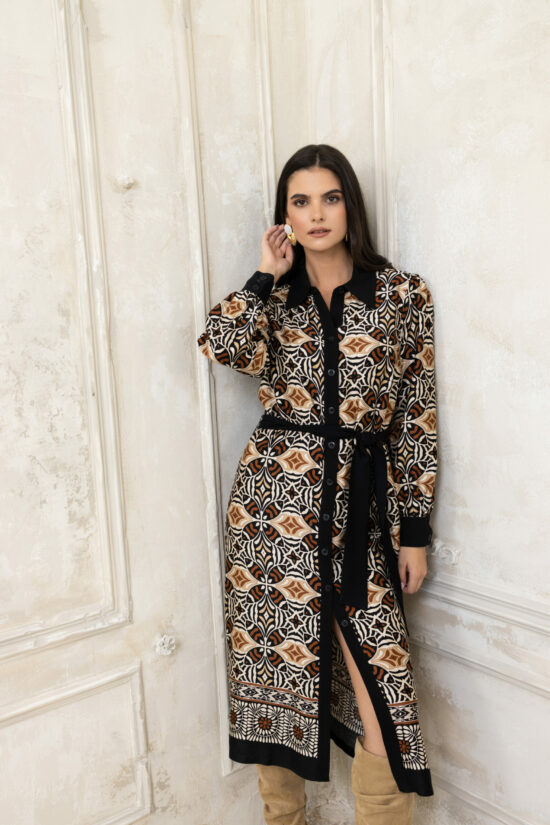 Open Fashion φόρεμα chemisier εμπριμέ