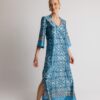 Open Fashion φόρεμα καφτάνι αέρινο με σκίσιμο εμπριμέ