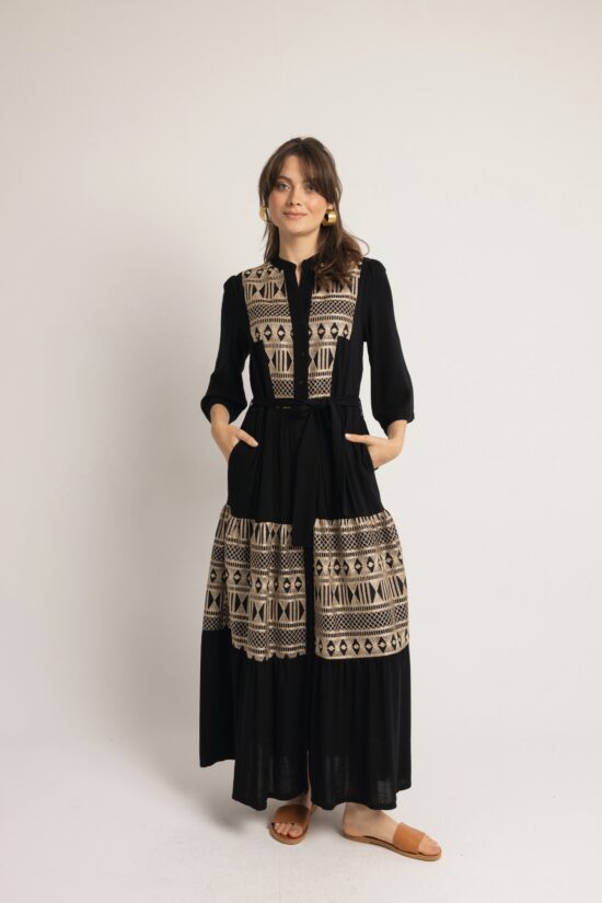 Open Fashion φόρεμα με χρυσές λεπτομέρειες