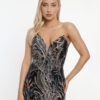 Φόρεμα maxi strapless με χάντρες