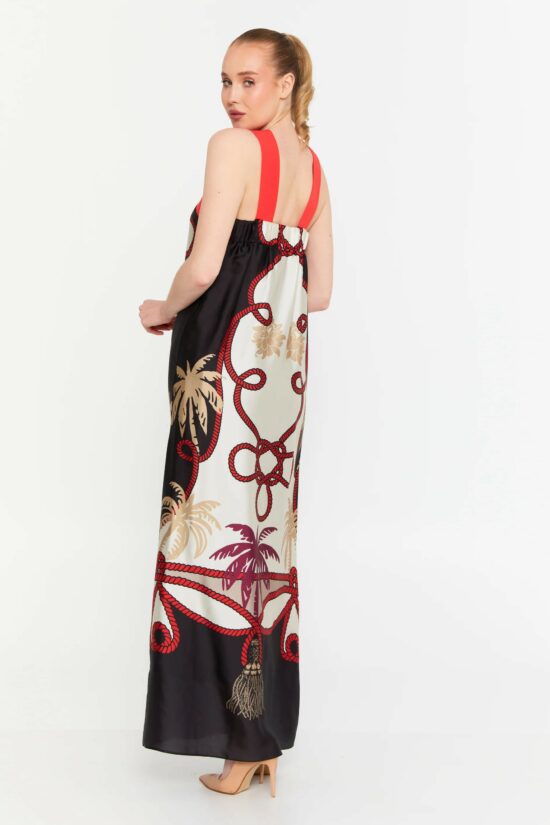 Φόρεμα maxi εμπριμέ satin