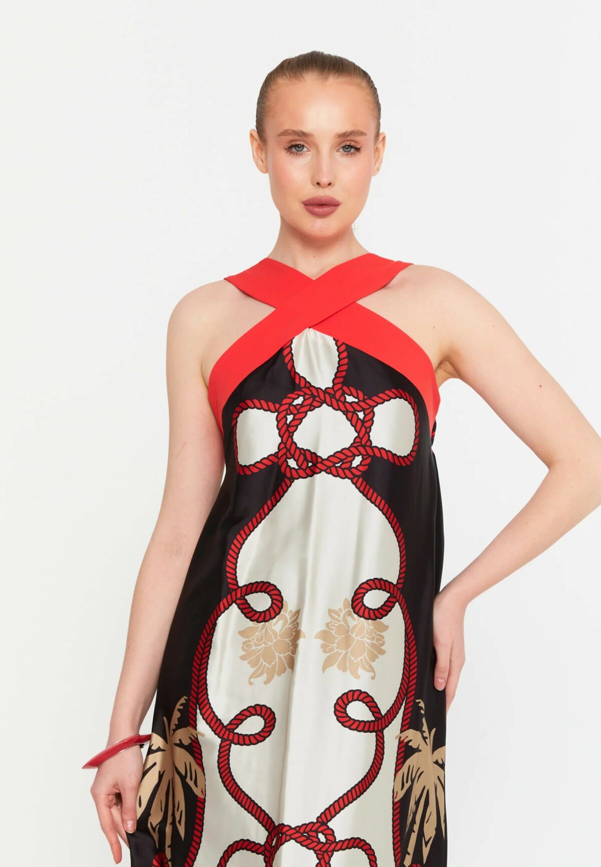 Φόρεμα maxi εμπριμέ satin
