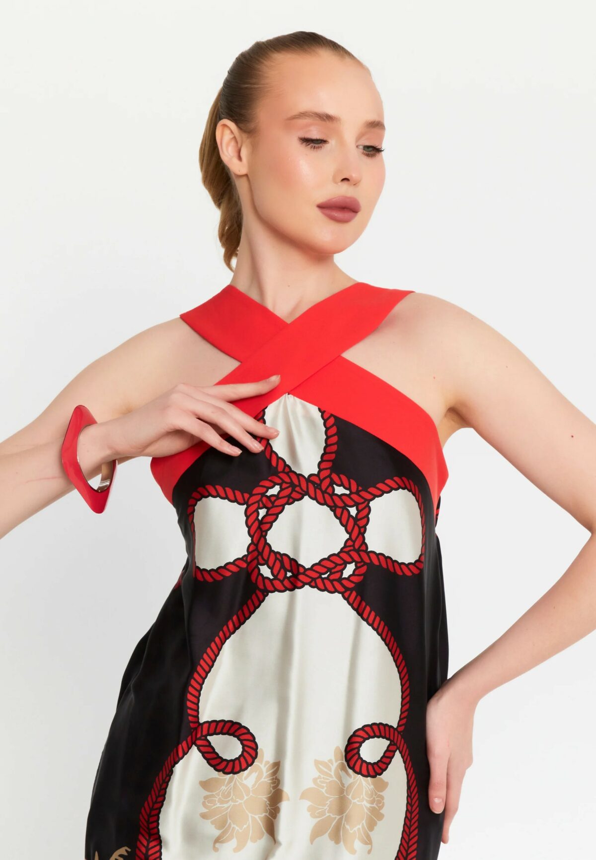 Φόρεμα maxi εμπριμέ satin