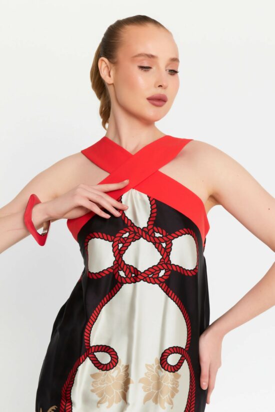 Φόρεμα maxi εμπριμέ satin