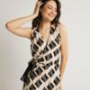 Open Fashion φόρμα ολόσωμη κρουαζέ εμπριμέ