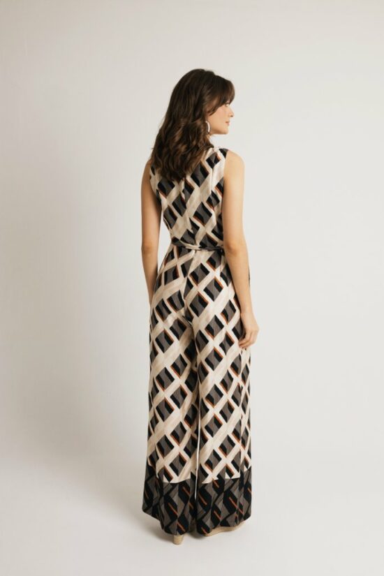 Open Fashion φόρμα ολόσωμη κρουαζέ εμπριμέ