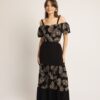 Open Fashion φόρεμα με χρυσά φύλλα και cut out