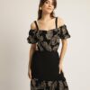 Open Fashion φόρεμα με χρυσά φύλλα και cut out