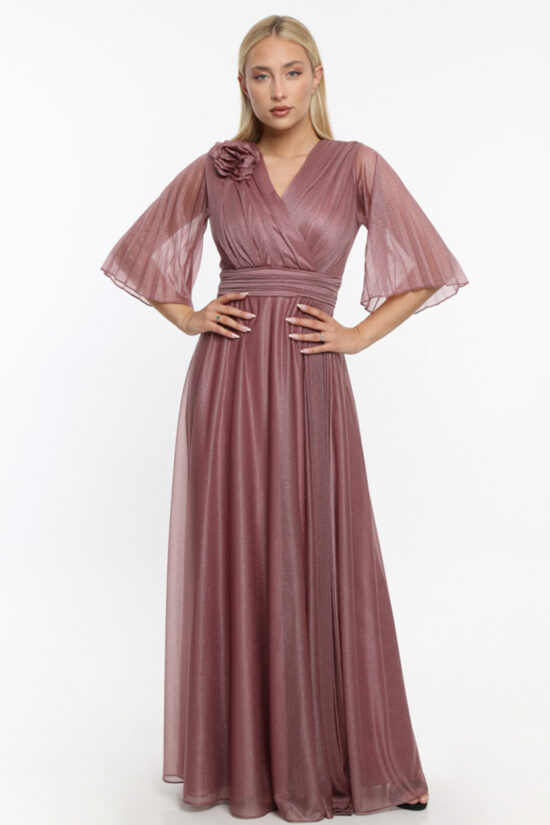 Φόρεμα maxi glitter αμπιγιέ