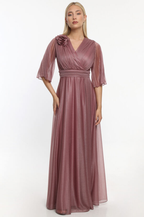 Φόρεμα maxi glitter αμπιγιέ
