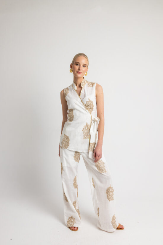 Open Fashion σετ αμάνικο με χρυσό κέντημα