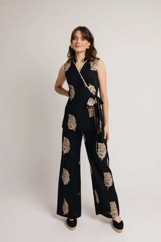 Open Fashion σετ αμάνικο με χρυσό κέντημα