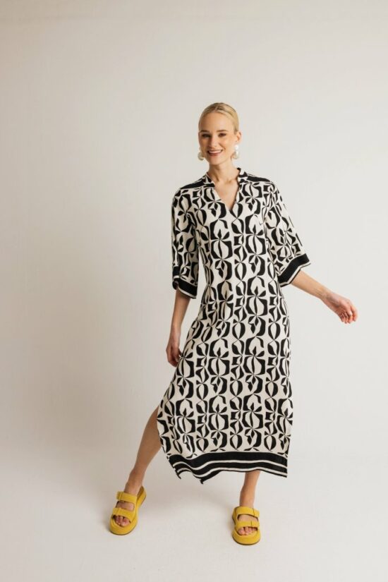 Open Fashion φόρεμα καφτάνι με σκίσιμο στο πλάι εμπριμέ