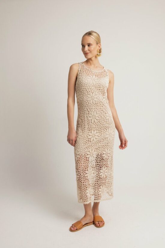 Open Fashion φόρεμα αμάνικο κεντητό