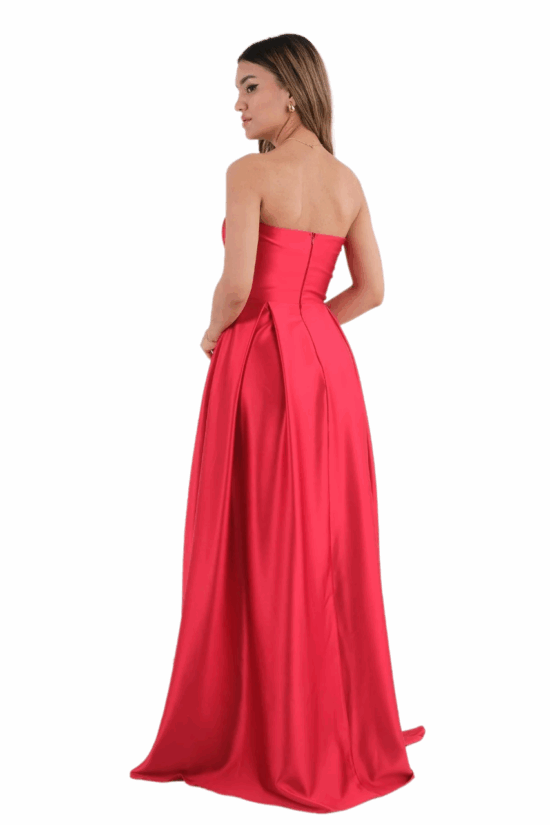 Φόρεμα maxi satin αμπιγιέ