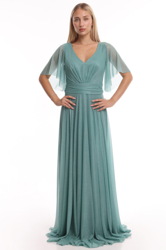 Φόρεμα maxi glitter αμπιγιέ