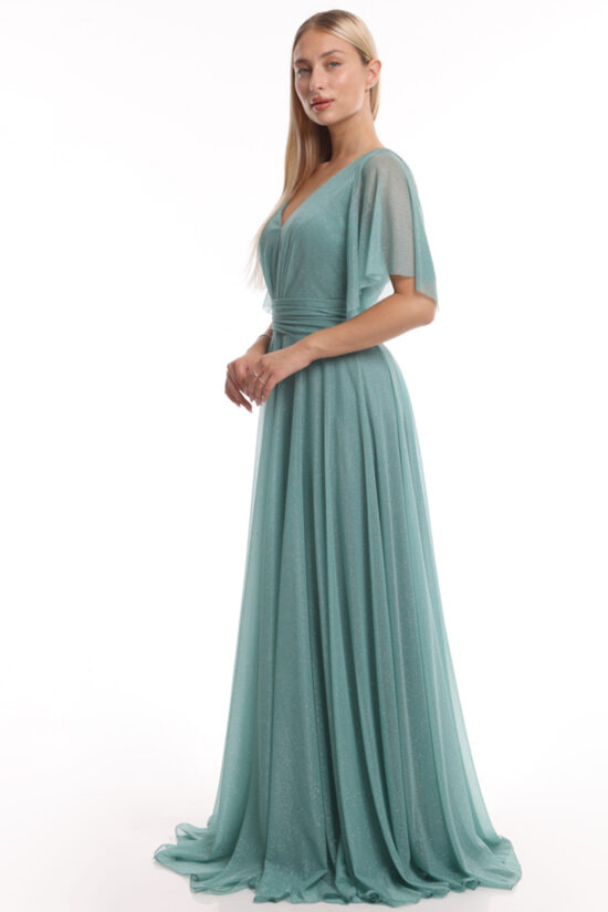 Φόρεμα maxi glitter αμπιγιέ