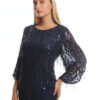 Open fashion φόρεμα midi με κρόσσι παγιέτα