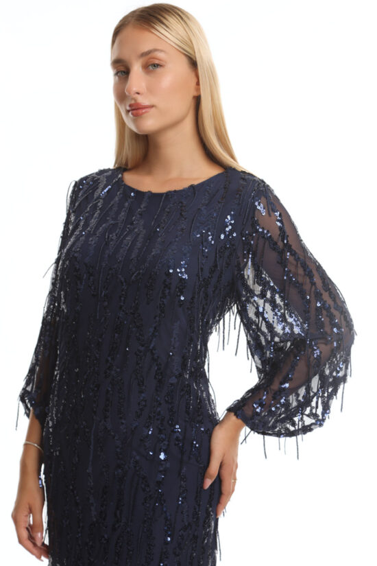 Open fashion φόρεμα midi με κρόσσι παγιέτα