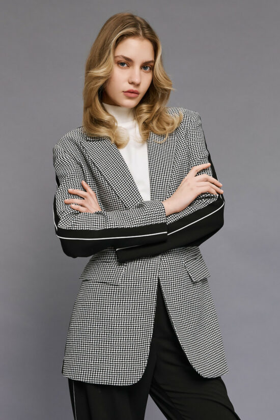 Access Fashion σακάκι pied-de-poule με ρέλι