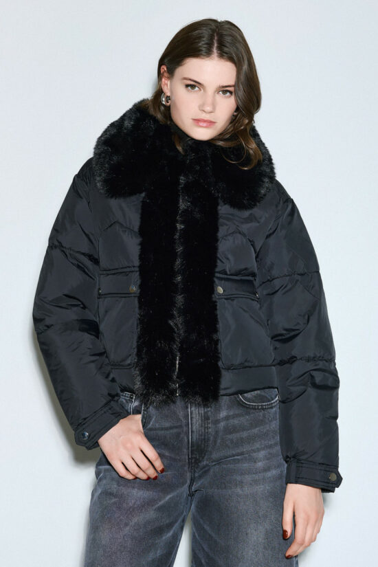 Access Fashion μπουφάν κοντό με συνθετική γούνα