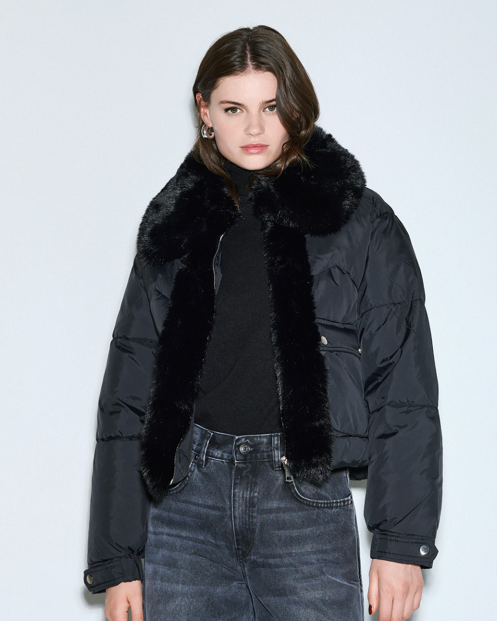 Access Fashion μπουφάν κοντό με συνθετική γούνα