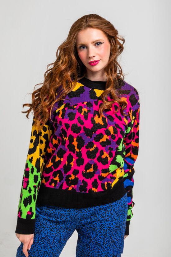 Lolina πλεκτή μπλούζα animal print