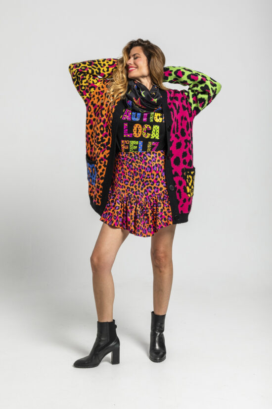 Lolina πλεκτή ζακέτα animal print
