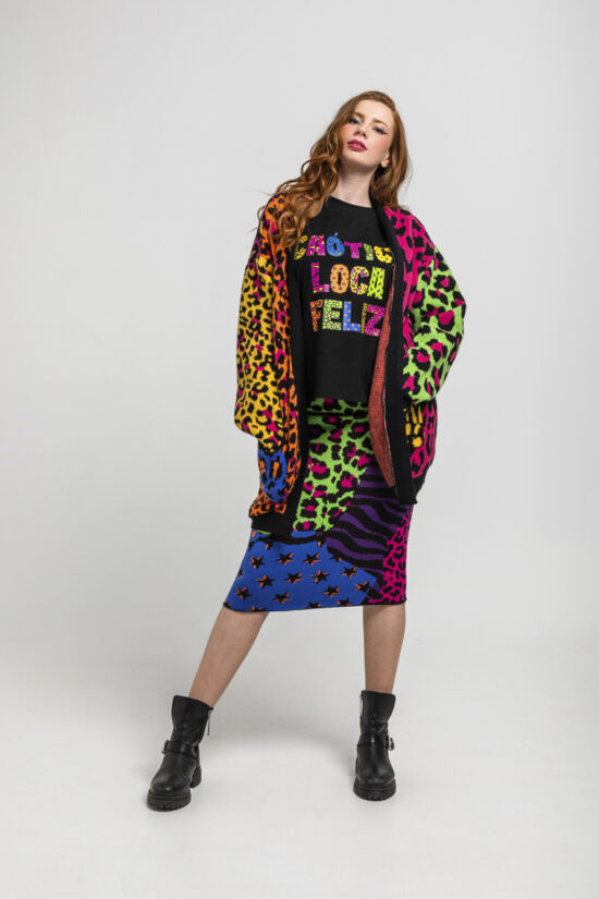 Lolina πλεκτή ζακέτα animal print