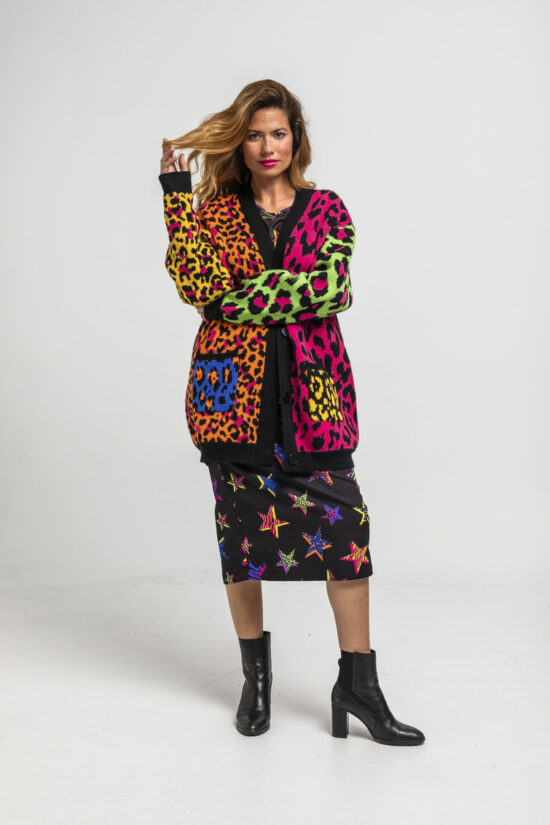 Lolina πλεκτή ζακέτα animal print