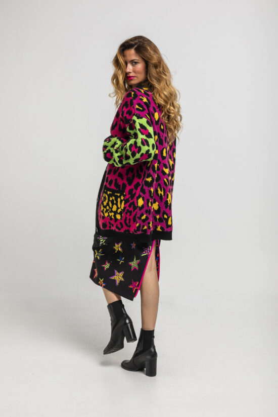 Lolina πλεκτή ζακέτα animal print