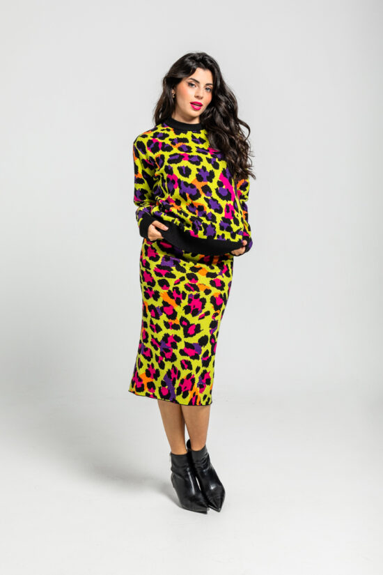 Lolina πλεκτή μπλούζα animal print