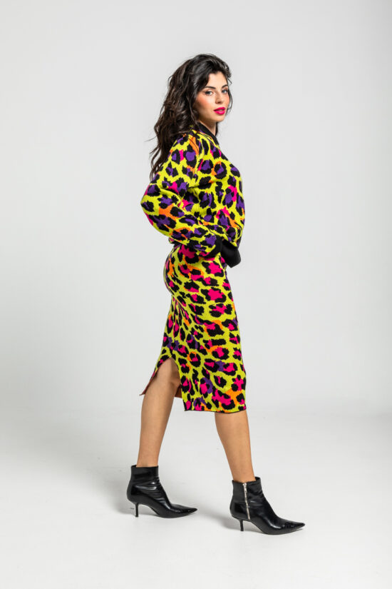Lolina πλεκτή μπλούζα animal print