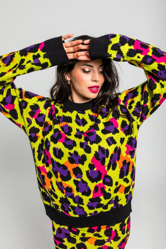 Lolina πλεκτή μπλούζα animal print