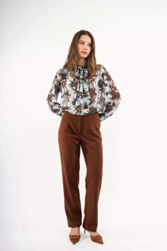 Open Fashion πουκάμισο floral με διαφάνεια και φιόγκο