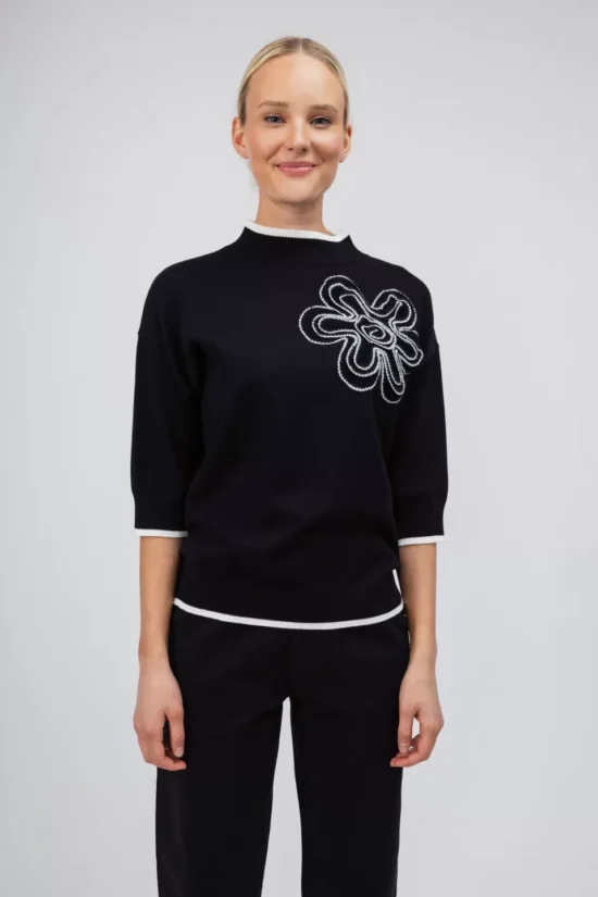 Open Fashion πουλόβερ με κεντητό λουλούδι