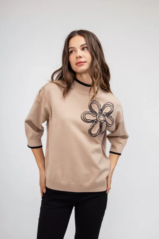 Open Fashion πουλόβερ με κεντητό λουλούδι