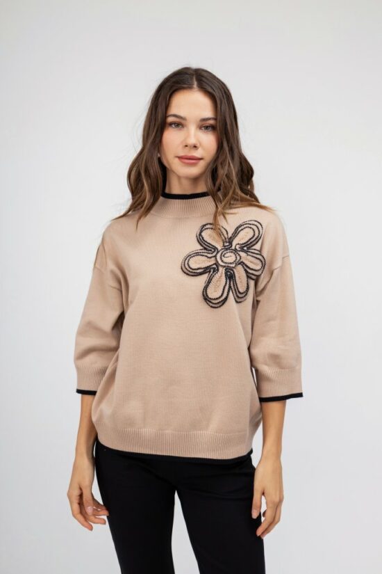Open Fashion πουλόβερ με κεντητό λουλούδι