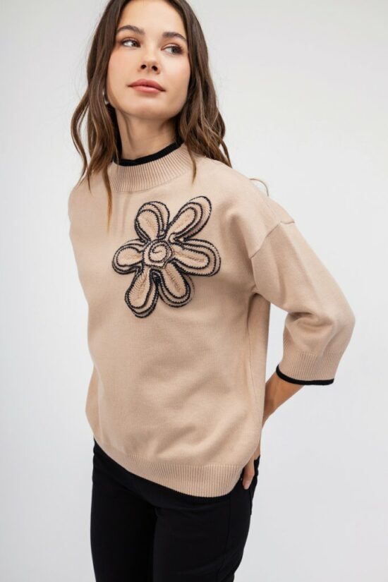 Open Fashion πουλόβερ με κεντητό λουλούδι